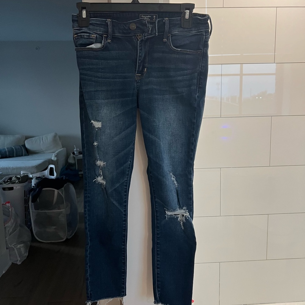 Abercrombie & Fitch Dark Blue Distressed Jeans